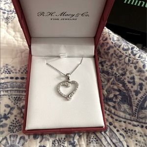 Diamond Swirl Heart Pendant Necklace